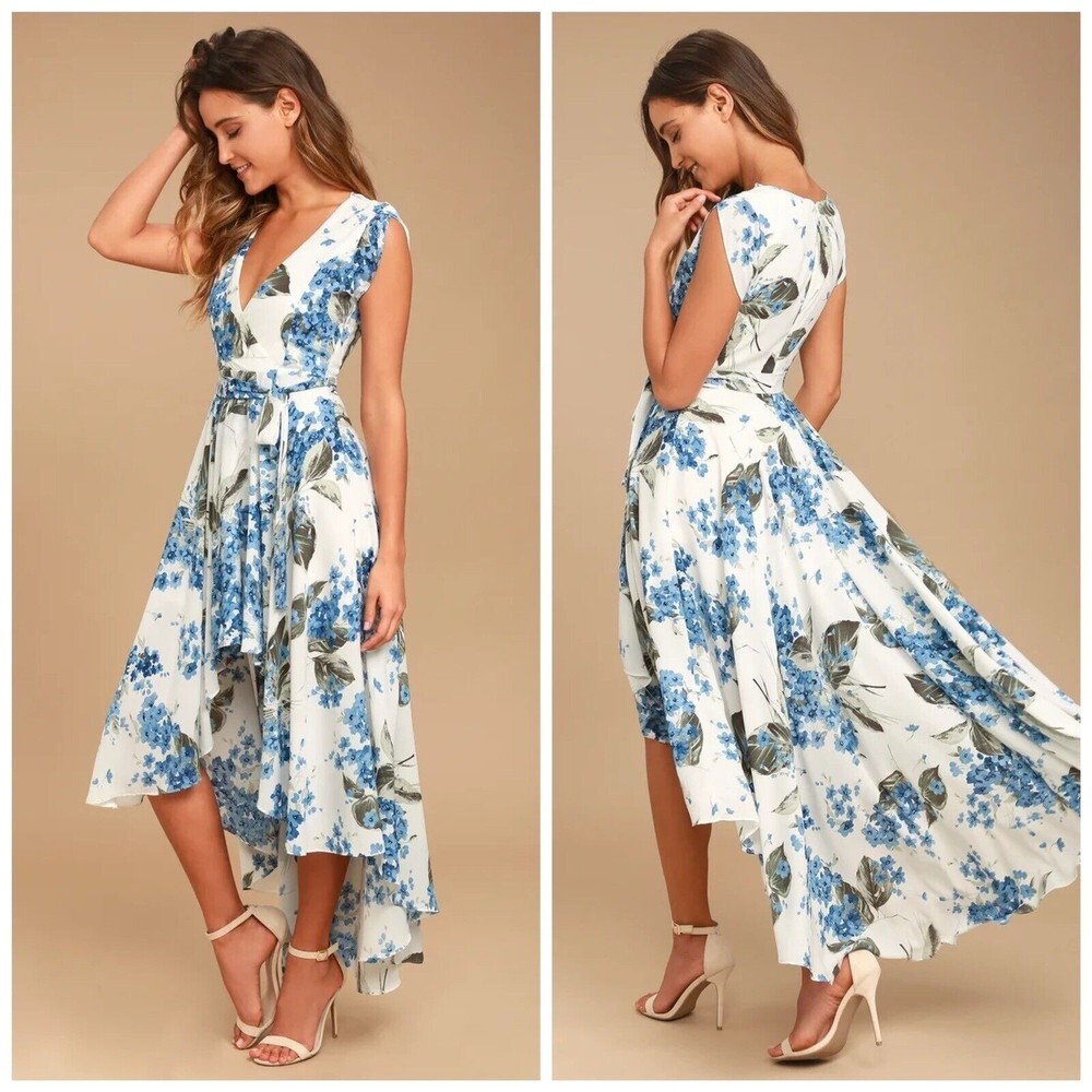 Lulu’s French Countryside White Floral High Low Maxi Dress Sz S - Missing Belt